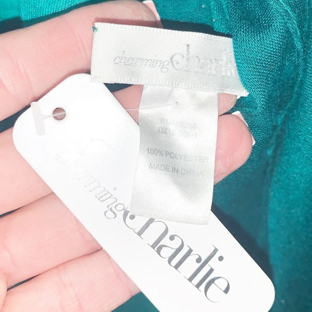 CHARMING CHARLIE Green/Gold Scarf NWT
